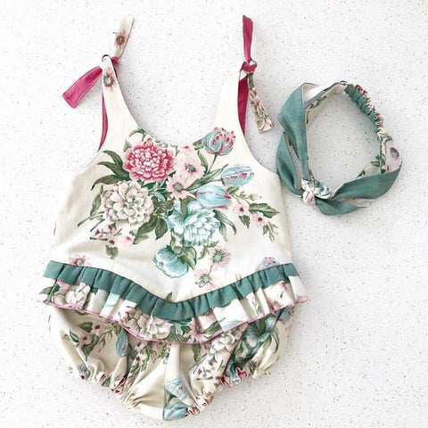 Garden Floral Romper and Matching Headband