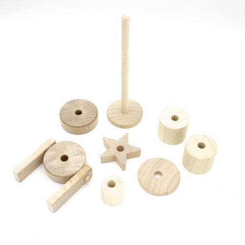 Ann Droid & Sy Börg wooden robot stackers