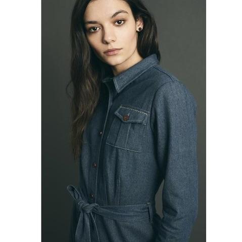 Denim Tie-Waist Midi Dress