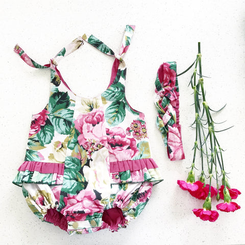 Pink Play Romper and Matching Headband