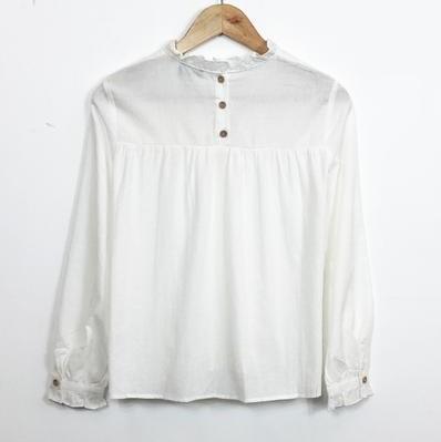 White Smocked Ruffle Blouse