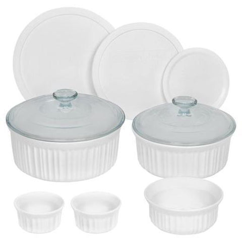 French White Round Bakeware Set, 10 Piece