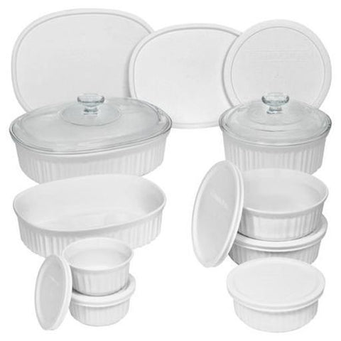 French White Round & Oval Bakeware Set, 18 Piece