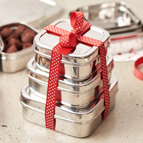 Stainless Steel Lunchbox Set, 3 Square Containers