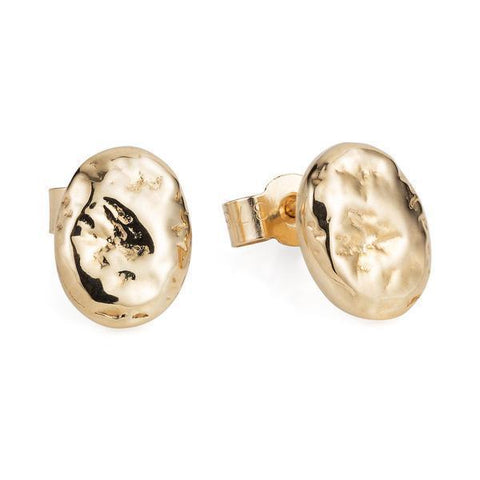 Gold Rough Pebble Ear Studs