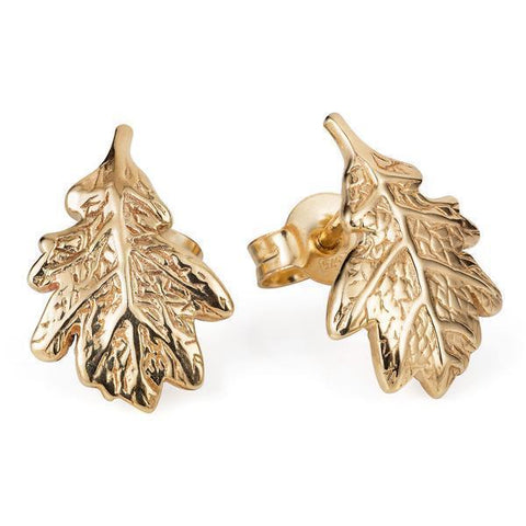 Gold Oak Leaf Ear Studs