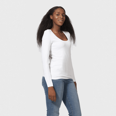 White T-Shirt Co Women‰۪s Fitted Long Sleeve Scoop Neck T-shirt | BuyMeOnce.com