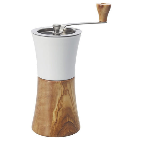 Ceramic and Olive Wood Coffee Mill Hand Grinder