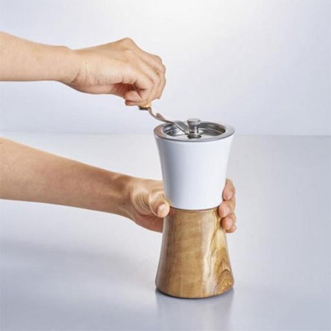 Ceramic and Olive Wood Coffee Mill Hand Grinder