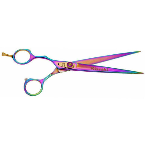 Kareru 7.5” Rainbow Titanium Dog Grooming Shears, Left-Handed