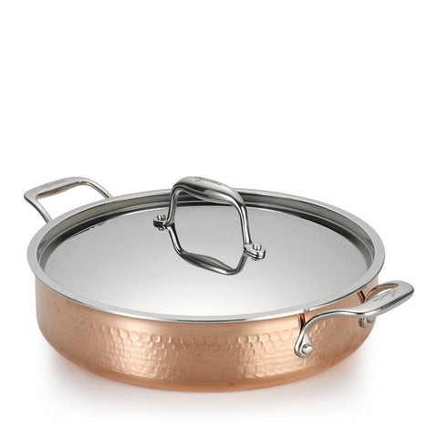 Martellata Tri-Ply Hammered Copper Covered Casserole, 5 Quart