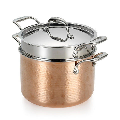 Martellata Tri-Ply Hammered Copper Pastaiola Set, 6 Quart