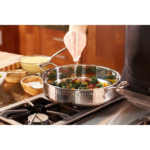 Martellata Tri-Ply Hammered Stainless Covered Casserole, 5 Quart