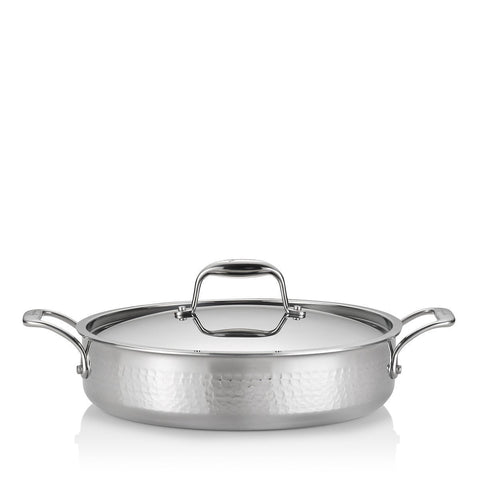 Martellata Tri-Ply Hammered Stainless Covered Casserole, 5 Quart