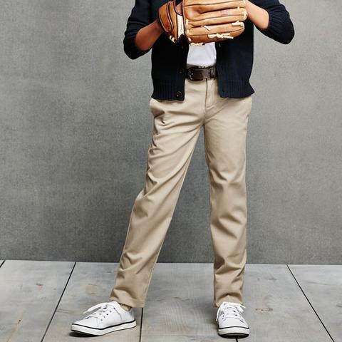 Boys' Stain Resist Plain Front Chinos