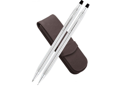 Classic Century Lustrous Chrome Pen And Pencil Set