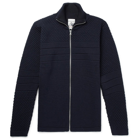 Textured Knit Zip-Up Sweater