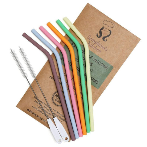 Reusable Silicone Straws, 6-Pack