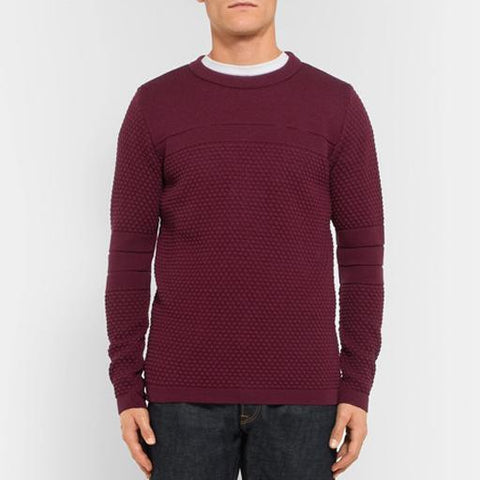 Burgundy Textured Knit Sweater