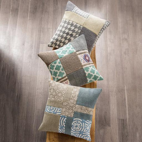 Block Print and Stone Wash Patchwork Pillow Covers