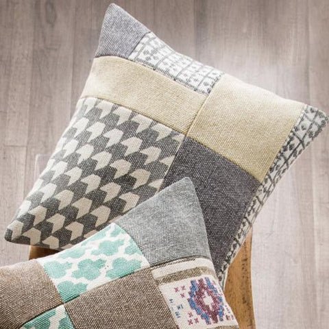 Block Print and Stone Wash Patchwork Pillow Covers