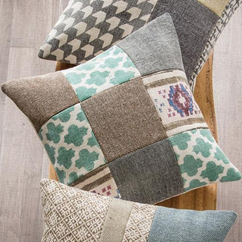 Block Print and Stone Wash Patchwork Pillow Covers