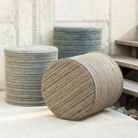 Handwoven Recycled Rubber Indoor/Outdoor Pouf
