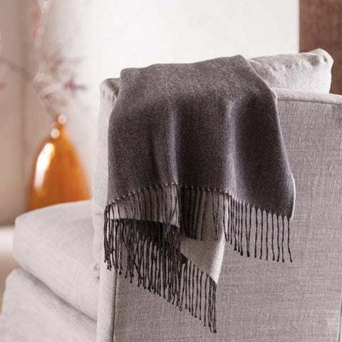 Reversible Fringed Baby Alpaca Throw