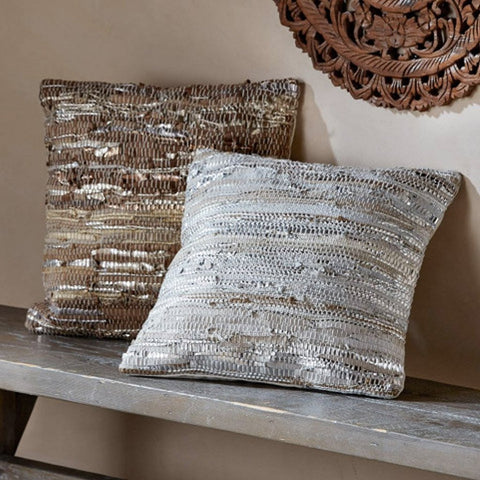 Scrap Leather Throw Pillow Collection