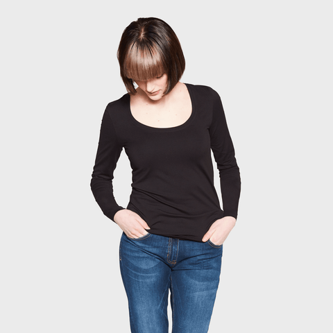 White T-Shirt Co Women‰۪s Fitted Long Sleeve Scoop Neck T-shirt | BuyMeOnce.com